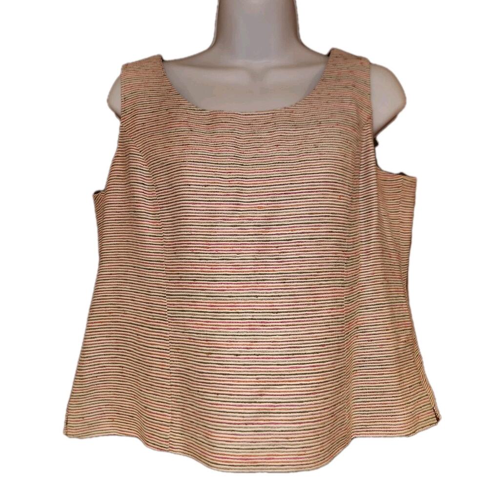 Vintage EUC Kasper Multicolored Striped Tank‎ Top Size 12 Silk Blend